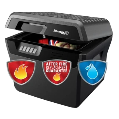 Image de Master Lock Coffre fort Anti feu et étanche à code, triple protection vol, incendie inondation, 18,5L, 16.8 x 39.1 36.3 cm