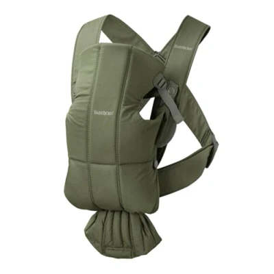 Image de BabyBjörn Porte bébé Mini, Tissé, Vert foncé