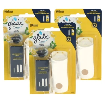 Image de glade 3 x Touch &amp; Fresh Starter Set Support désodorisant avec 1 Recharge Lemon Chaque 10ml