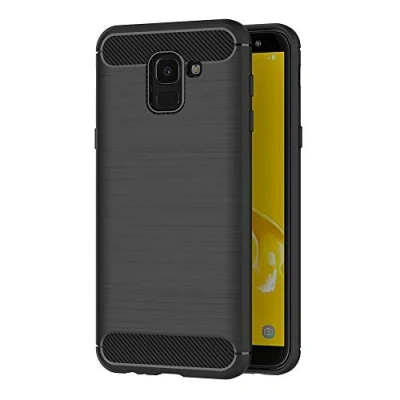 Image de AICEK Coque Samsung Galaxy J6 2018, Noir Silicone pour 2018 Housse Fibre de Carbone Etui Case (5,6 Pouces)