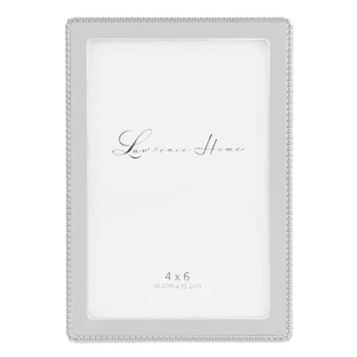 Image de Lawrence Frames Cadre photo en métal avec bordure extérieure délicate de perles, argenté, 10,2 x 15,2 cm