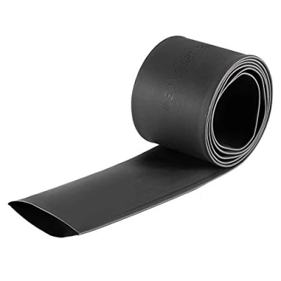 Image de sourcing map Gaine Thermorétractable 30mm Diamètre 50mm Largeur Plate 2:1 Rapport Manchon Câble Tube Rétractable 1m Noir