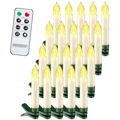Image de DEUBA® 20x bougie LED de Noel blanc chaud sans câble décoration lumineuse aspect cire fonctionnement à pile