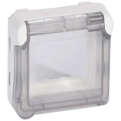 Image de Legrand 070725 Adaptateur Étanche Opaque Plexo Composable pour Fonction Mosaic, 2 Modules, Blanc Artic Antimicrobien