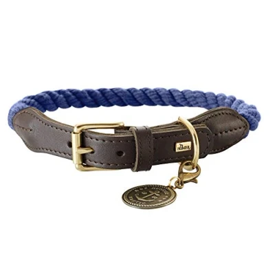 Image de Hunter List Collier pour Chien en Corde Solide avec Embouts Cuir et ferrures Laiton