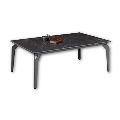 Image de Stella Trading Bibi Surface en céramique et Structure métal, Anthracite, Table Basse de qualité supérieure pour Votre Salon, Bois d&#039;ingénierie, 110 x 41 70 cm