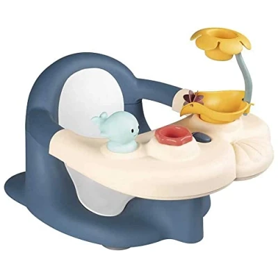 Image de Smoby Little Siège de Bain 2 en 1 Tablette d&#039;Activités Réglable Ventouses Incluses pour Bébé dès 6 Mois Fabriqué France 140404 Bleu