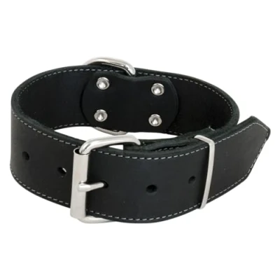 Image de JACK AND VANILLA, Collier Large pour Chien, Modèle Cuir Gras, Couleur Noir, Taille 40 mm x 55 cm