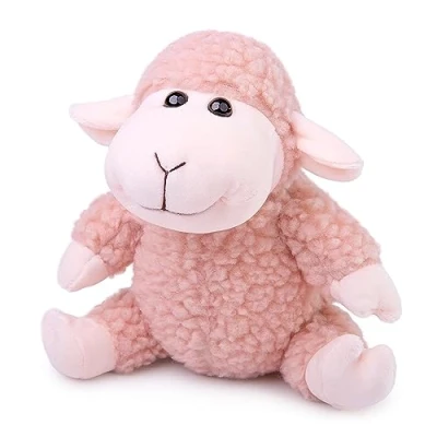 Image de lilizzhoumax Jouets en Peluche Mouton 13cm/5 s&#039;asseoir Simulation Jouet Poupée Réaliste Animaux Sauvages Cadeau pour Les Amis et Enfants Rose