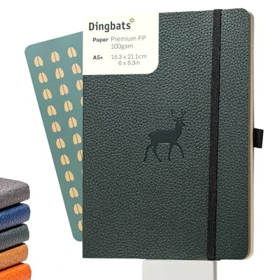 Image de Dingbats* Faune Carnet de Notes A5 Pointillé Moyen, Couverture Souple, Journal en Cuir PU Fermeture élastique, Porte stylo, Marque page
