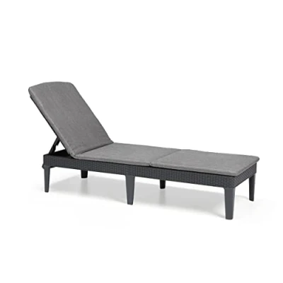 Image de Bain de soleil Keter Chaise longue avec coussin Jaipur Graphite Pliable Résistant aux intempéries