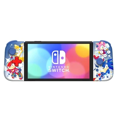 Image de HORI Split Pad Compact (Sonic) Manette mode portable pour Nintendo Switch et modèle OLED Licence officielle Sega