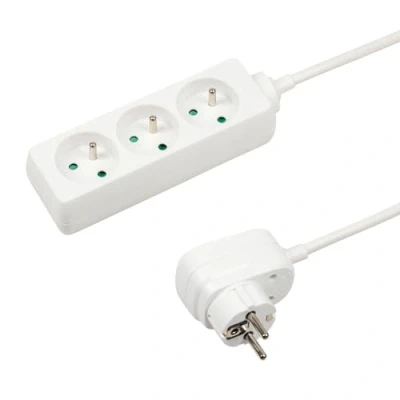 Image de ITENSE Bloc multiprise, multiprise 3 Prises 16A Longueur câble: 1m avec Interrupteur déporté Câble HO5VV F 3G1mm² Couleur: Blanc Tension: 230V Puissance Max: 3680W