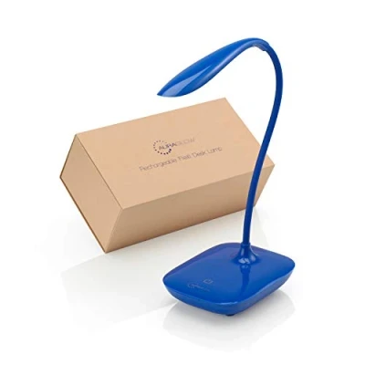 Image de Auraglow Lampe de bureau LED sans fil rechargeable et réglable en col cygne avec contrôle tactile intensité variable pour la maison le (bleu)