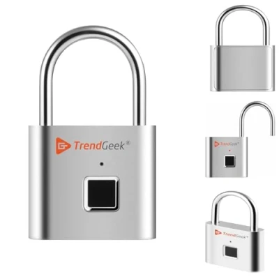 Image de TrendGeek Cadenas à Empreinte Digitale Sans Clé Intelligente Sécurité Gym Serrure Antivol Portable USB Rechargeable TG 131 Argenté
