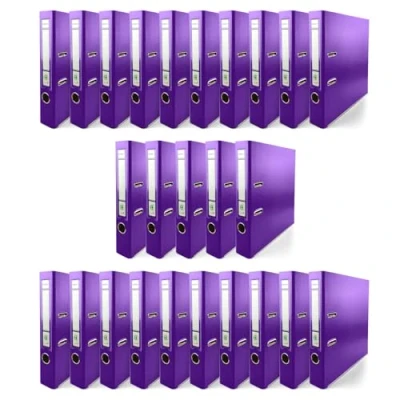 Image de Netuno 25x classeur à anneaux violet A4 mécanisme 2 5cm plastique éco d&#039;école pour documents de format levier bureau maison
