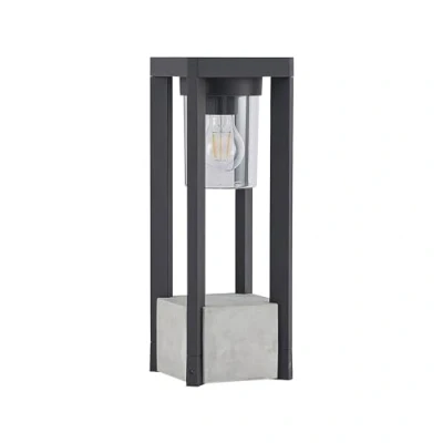 Image de Lucande luminaire extérieur Kalisa à intensité variable (Moderne) en Gris Aluminium (1 lampe,à E27), borne lumineuse, pour socle
