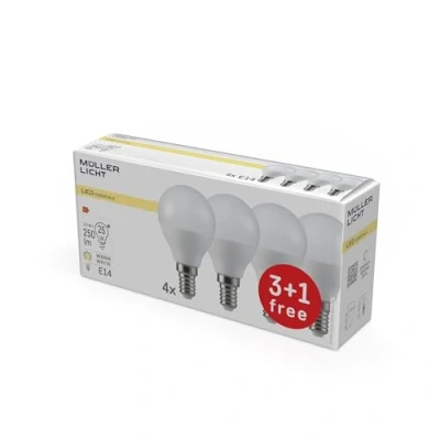 Image de Müller Licht Ampoule goutte LED E14 3W 2.700K mat 3+1 Set