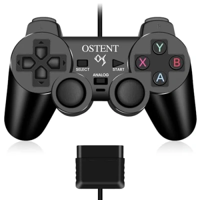 Image de OSTENT Filaire Analogique Contrôleur Gamepad Joystick Joypad pour Sony Playstation PS2 PS1 PS One PSX Console Dual Shock Vibration Jeux Vidéo