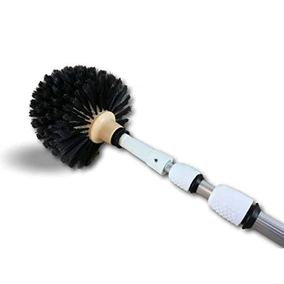 Image de Tête de loup balai brosse boule Manche télescopique aluminium 5,50 m Vinyle fleuré Ø 180 mm à douille vissante Version pro Toiles d&#039;araignées moutons plafonds Kibros 101648KITGM