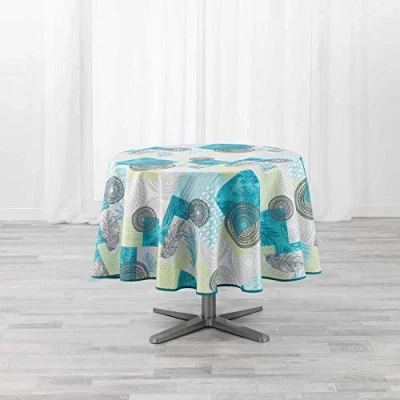 Image de douceur d&#039;intérieur, Nappe Ronde (Diamètre 180 cm) Peachy Bleu, Polyester Imprimé