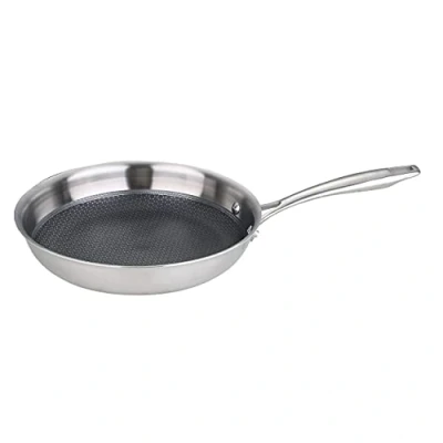 Image de Bergner MasterPRO Hi Tech 3 Poêle antiadhésive de 20 cm Acier inoxydable avec Texture en nid d&#039;abeille Revêtement antiadhésif couches Batterie Cuisine Tous les types cuisinières