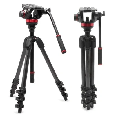 Image de MANFROTTO Trépied vidéo en carbone avec rotule fluide à base plate type 502 MVK502055CXPROV Neuf