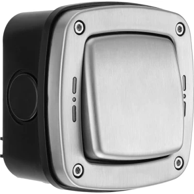Image de BG Electrical WPL12 IP66 Interrupteur simple d&#039;extérieur en acier inoxydable brossé résistant aux intempéries