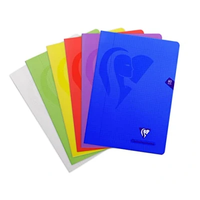 Image de Clairefontaine 303164C Un Cahier Agrafé Mimesys A4 21x29,7 cm 96 Pages Quadrillées 4x4 mm avec Marge Papier Blanc 90 g Couverture Polypro Couleur Aléatoire