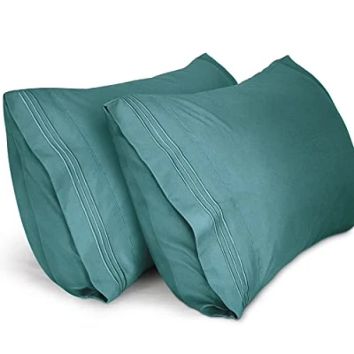 Image de Lirex 2 Pack Taies d&#039;oreiller, d&#039;oreiller en Microfibre Brossée Douce de Haute Qualité, Lavable Machine, Infroissable, Respirant (Vert, 50 cm x 70 cm)