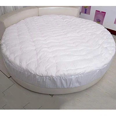 Image de MSM Rond Matelas Protecteur Topper,100% Coton Épais Matelassé Futon pour Lit Rond,conpourt Tatami Lits Topper Blanc Diamètre:210cm/83inch