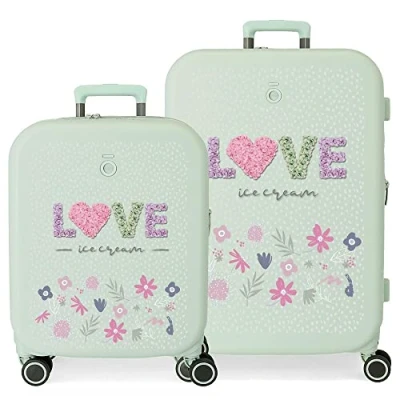 Image de Ensemble de valises Enso Love Ice cream Vert 55/70 cm ABS rigide Fermeture TSA intégrée 116L 7,54 kg 4 roues doubles bagage à main