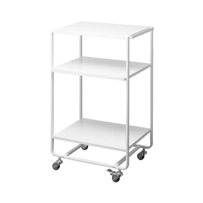Image de Yamazaki Utilitaire Roulant Rangement 3 Niveaux Cuisine/Salle de Bain Acier Chariot à roulettes, Caoutchouc synthétique, Blanc, Taille Unique