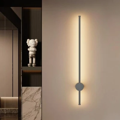 Image de Klighten LED Applique Murale Longue Interieur, Moderne Chevet Eclairage Mural, IP65 Exterieur Luminaire pour Chambre/Salon/Jardins, Aluminium, Blanc Chaud 3000K, 24W/80CM, Gris foncé