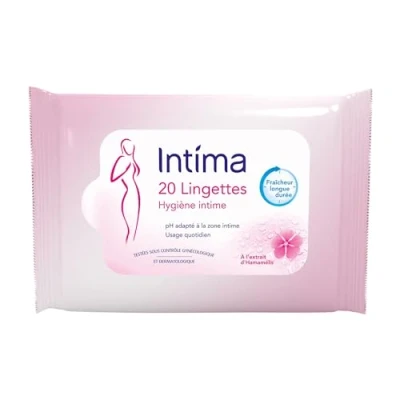 Image de Intima 20 Lingettes Hygiène Intime Douceur et Fraîcheur Longue Durée
