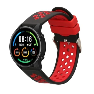 Image de kwmobile Bracelet Compatible avec Xiaomi Mi Watch Color Sport / S1 Active de Rechange pour Fitness Tracker en TPU Noir Rouge
