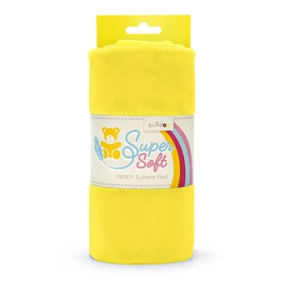 Image de Kullaloo Shorty Tissu peluche en microfibre disponible plusieurs couleurs Longueur des poils 1,5 mm Certifié EN71 3 et 9, Minky, jaune, 100 x 75 cm