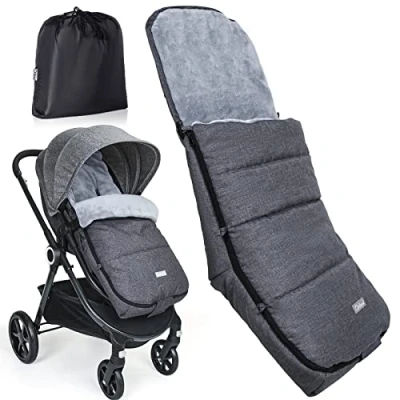 Image de Orzbow Chanceliere Universelle pour Poussette,Hiver Couverture Poussette Bebe avec Doublure en Polaire Corail,Conception Adaptative du dos Forme de L,Amovible et Imperméable (Gris)