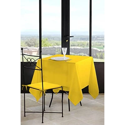 Image de Stof Nappe Taille 180x180 cm 100% Polyester Couleur Jaune Modèle Nelson Rectangulaire Linge de Table Lavable 30 Qualité Exceptionnelle