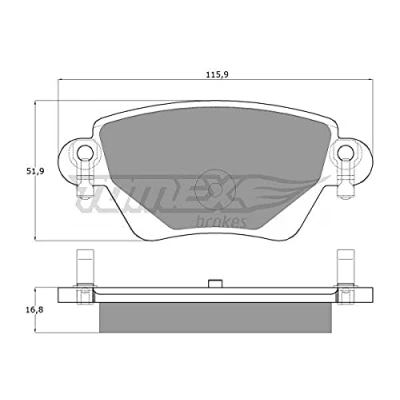 Image de TOMEX brakes TX 12 59 Jeu de plaquettes frein Essieu arrière avec indicateur d&#039;usure RENAULT: Kangoo I, I Express, FORD: MONDEO 3