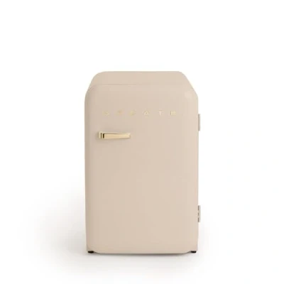 Image de CREATE / RÉTRO FRIGO 83.5 ARGENT/Réfrigérateur sable avec poignée or 98W, basse consommation, 2 étagères, régulateur de température, porte bouteilles, 56x54x84cm.