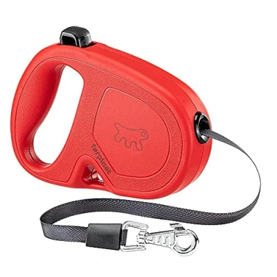 Image de Ferplast Laisse Chien Enrouleur Flippy One, pour Petits Chiens jusqu&#039;à 15 Kg. Sangle Extensible Max 4 m. Bouton Unique verrouiller et libérer, Rouge