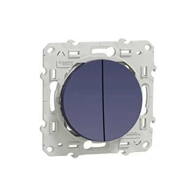 Image de Schneider Electric Odace, Va et vient + poussoir, 10 A, Cobalt S550285