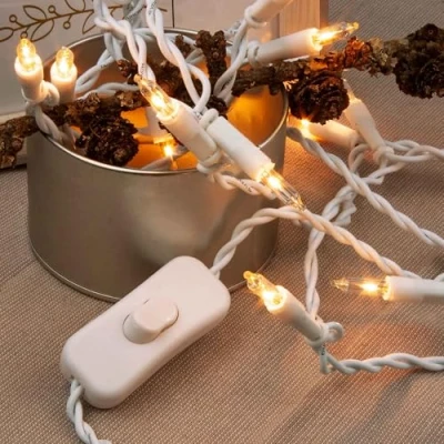 Image de Hellum guirlande lumineuse intérieure alimentée en électricité, mini 20 lumières claires et chaudes, illuminée 2,85m, câble blanc, avec fiche pour Noël 832051