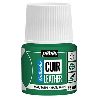 Image de PEBEO Setacolor Cuir Peinture Acrylique pour et Similicuir Personnalisation Sac, Chaussure, Sneaker Résistance rayures, pliures, frottements Finition Mate/Satinée Vert Cactus 45 ml