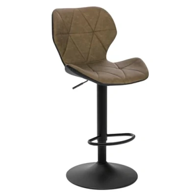 Image de EUGAD Lot de 1 Tabouret Bar réglable en Hauteur Similicuir,Tabouret comptoir Style rétro,Brun Foncé 0663BY