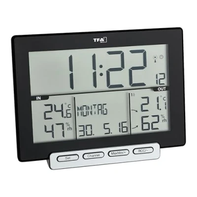Image de TFA Dostmann Radio Thermomètre Hygromètre Trinity 30.3058.01 (Noir)