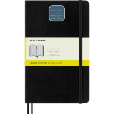 Image de Moleskine Carnet Classic Extended A5, Pages Grilles Pointillées, Couverture Souple et Fermeture Elastique, Format Large 13 x 21 cm, 400 pages, Couleur Noir