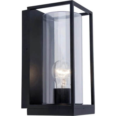 Image de LUTEC Flair applique murale d&#039;extérieur moderne en métal/verre noir mat, 1 ampoule, carrée avec douille E27 max. 60 W, lampe effet lumineux pour l&#039;entrée