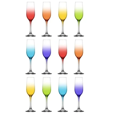 Image de Lav 215ml Fame Flûtes à Champagne en Verre Couleurs Complètes 12x Reusable Mariage Anniversaire Fête Prosecco Vin Cocktail Verres